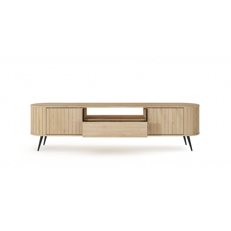 RTV Tisch RIVO 196 cm - TV-Schrank in Eiche Cremona mit geriffelten Fronten 11/9