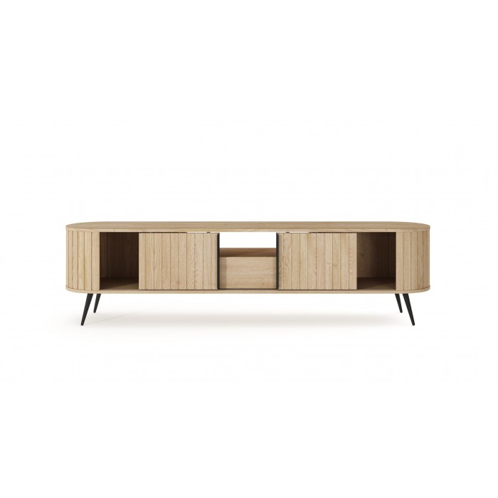 RTV Tisch RIVO 196 cm - TV-Schrank in Eiche Cremona mit geriffelten Fronten