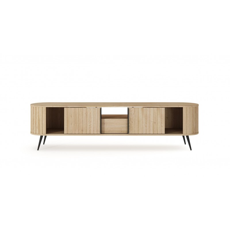 RTV Tisch RIVO 196 cm - TV-Schrank in Eiche Cremona mit geriffelten Fronten 12/9