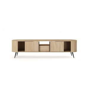 RTV Tisch RIVO 196 cm - TV-Schrank in Eiche Cremona mit geriffelten Fronten 12/9