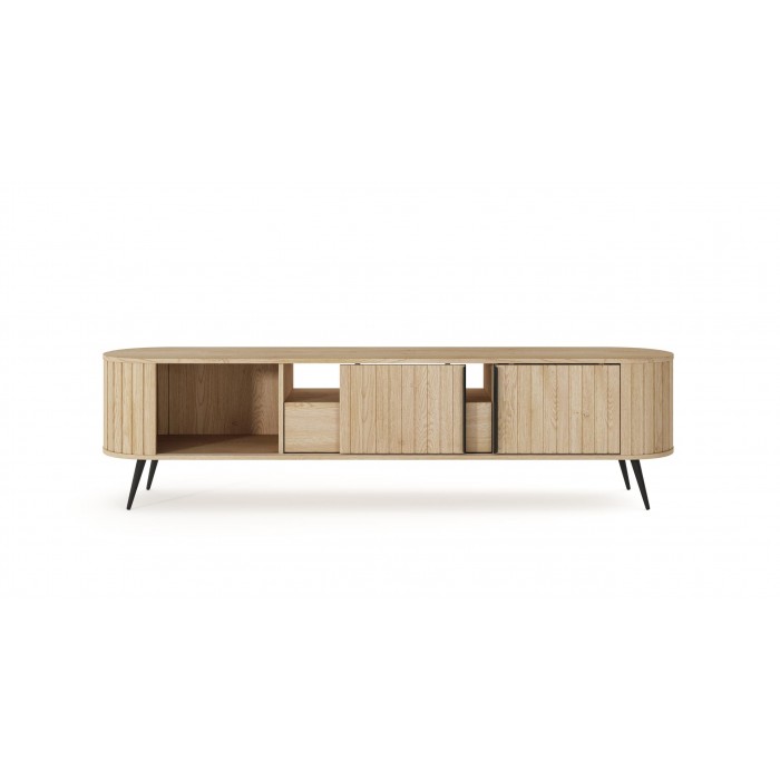 RTV Tisch RIVO 196 cm - TV-Schrank in Eiche Cremona mit geriffelten Fronten
