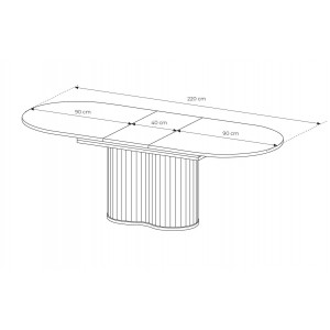 Klapptisch RIVO 180-220 cm - Eiche Cremona eleganter Esstisch mit kanneliertem Fuß 8/9