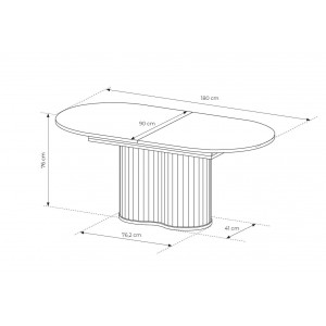 Klapptisch RIVO 180-220 cm - Eiche Cremona eleganter Esstisch mit kanneliertem Fuß 9/9