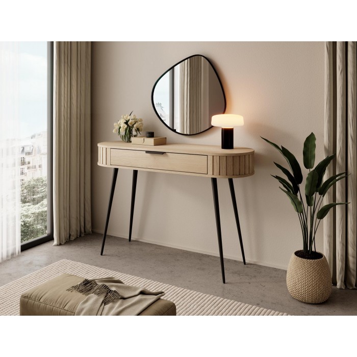 Schminktish RIVO 120 cm - Hochbeiniger Schreibtisch mit geräumiger Schublade - Eiche Cremona