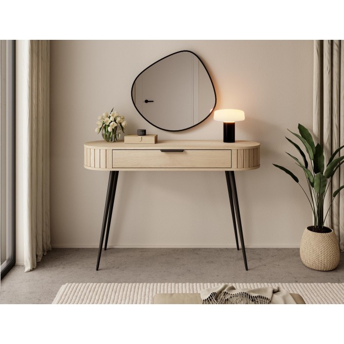 Schminktish RIVO 120 cm - Hochbeiniger Schreibtisch mit geräumiger Schublade - Eiche Cremona