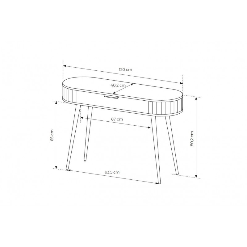 Schminktish RIVO 120 cm - Hochbeiniger Schreibtisch mit geräumiger Schublade - Eiche Cremona 7/9