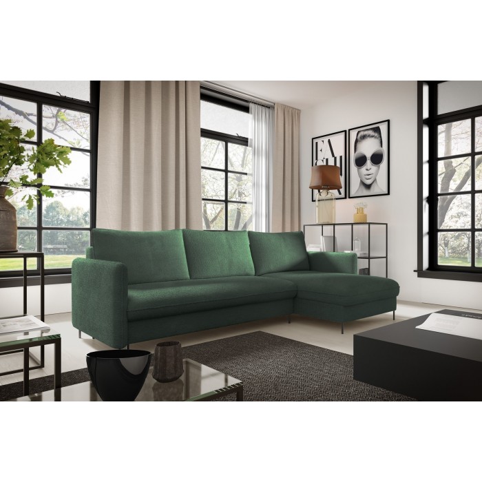 Schlafsofa BELIS BOUCLE mit grünem Samtstoff Schlafsofa BELIS BOUCLE mit grünem Samtstoff