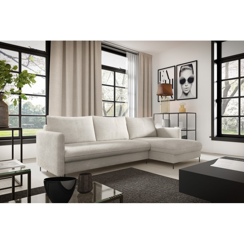 BELIS BOUCLE beige Ecksofa mit Schlaffunktion für das Wohnzimmer 2/9