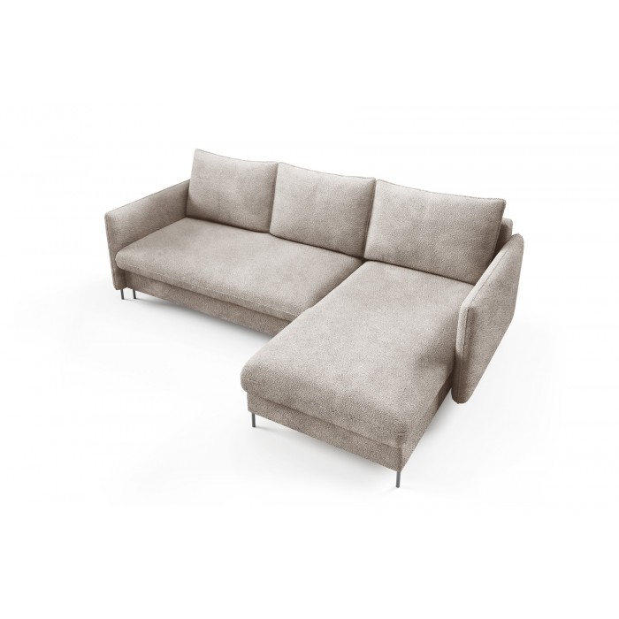BELIS BOUCLE beige Ecksofa mit Schlaffunktion für das Wohnzimmer