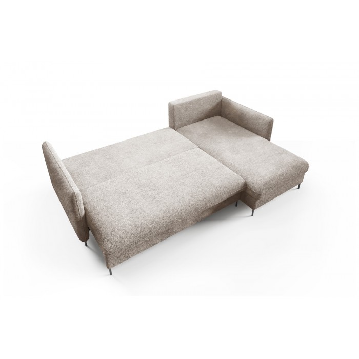 BELIS BOUCLE beige Ecksofa mit Schlaffunktion für das Wohnzimmer