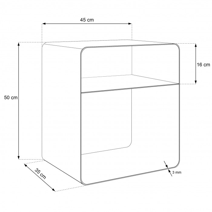 Moderner weißer Nachttisch AURA mit Ablage für minimalistische Innenräume