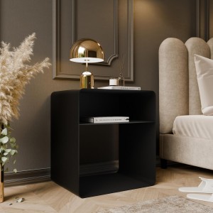 Moderner schwarzer Nachttisch AURA mit Ablage für minimalistische Innenräume 2/9