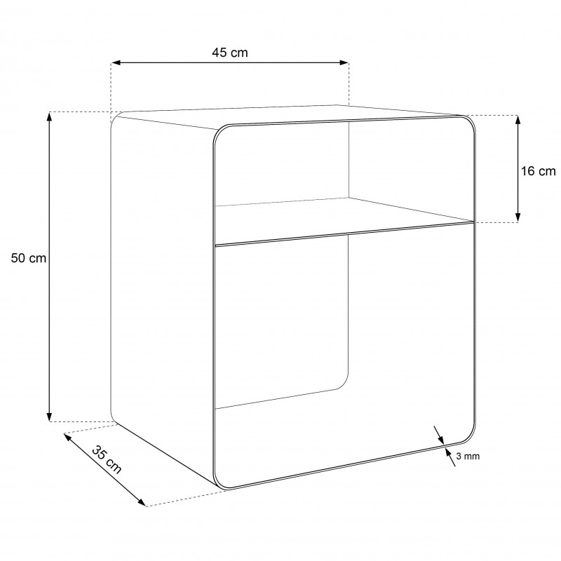 Moderner schwarzer Nachttisch AURA mit Ablage für minimalistische Innenräume 4/9