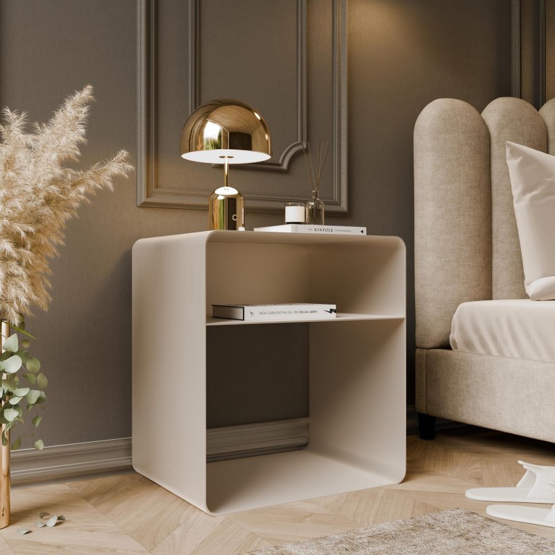 Moderner Nachttisch AURA aus Kaschmir mit Ablage für minimalistische Innenräume 2/9