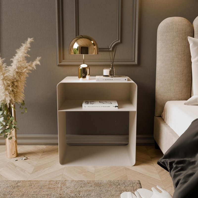 Moderner Nachttisch AURA aus Kaschmir mit Ablage für minimalistische Innenräume 3/9