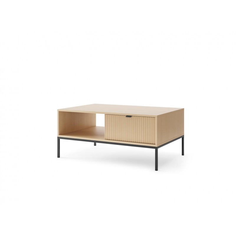 Couchtisch NOVA 104 cm - 2 Schubladen, Eiche Vicenza auf schwarzem Rahmen 1/9