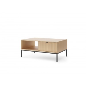 Couchtisch NOVA 104 cm - 2 Schubladen, Eiche Vicenza auf schwarzem Rahmen 1/9