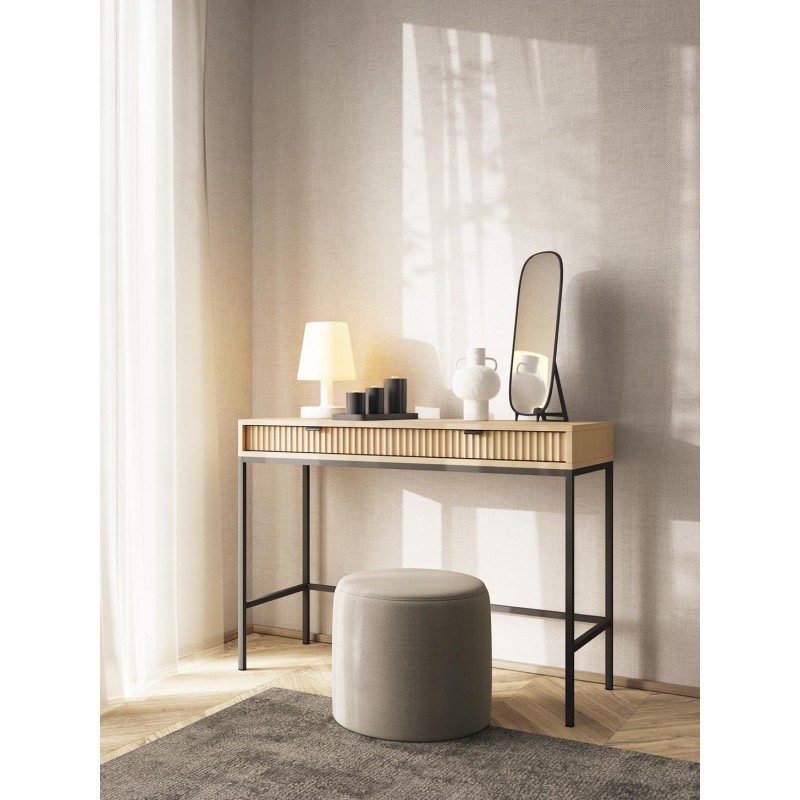 Toaletka Biurko Konsola NOVA 104 cm – 2 Szuflady, Dąb Vicenza na Czarnym Stelażu 7/9