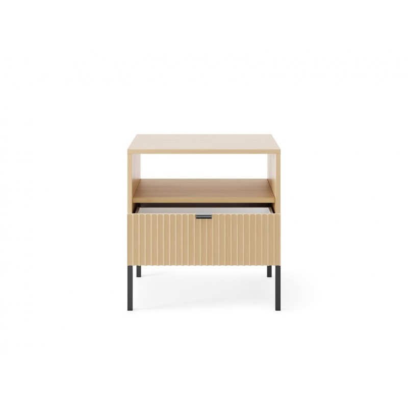 Nachttisch NOVA 54 cm geriffelt - Eiche Vicenza auf schwarzem Rahmen 2/9