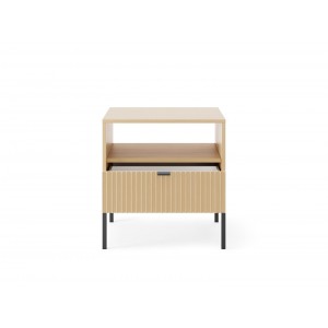 Nachttisch NOVA 54 cm geriffelt - Eiche Vicenza auf schwarzem Rahmen 2/9