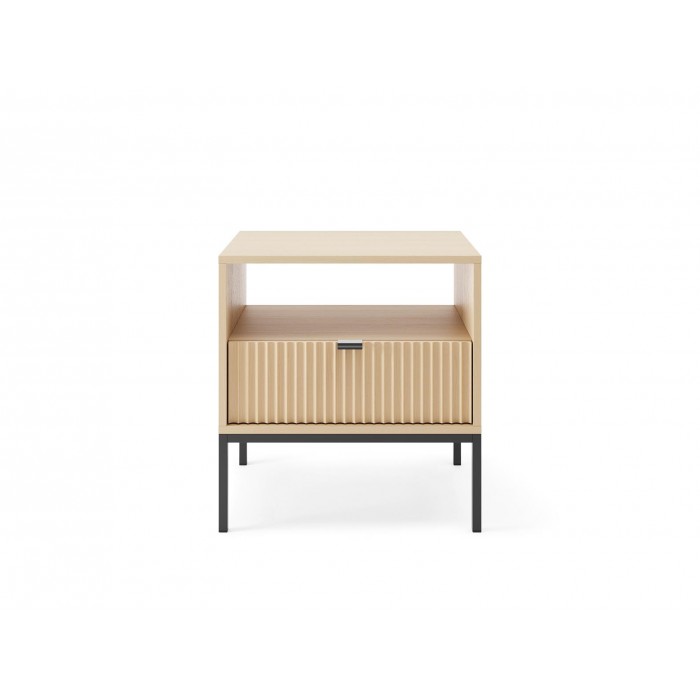 Nachttisch NOVA 54 cm geriffelt - Eiche Vicenza auf schwarzem Rahmen