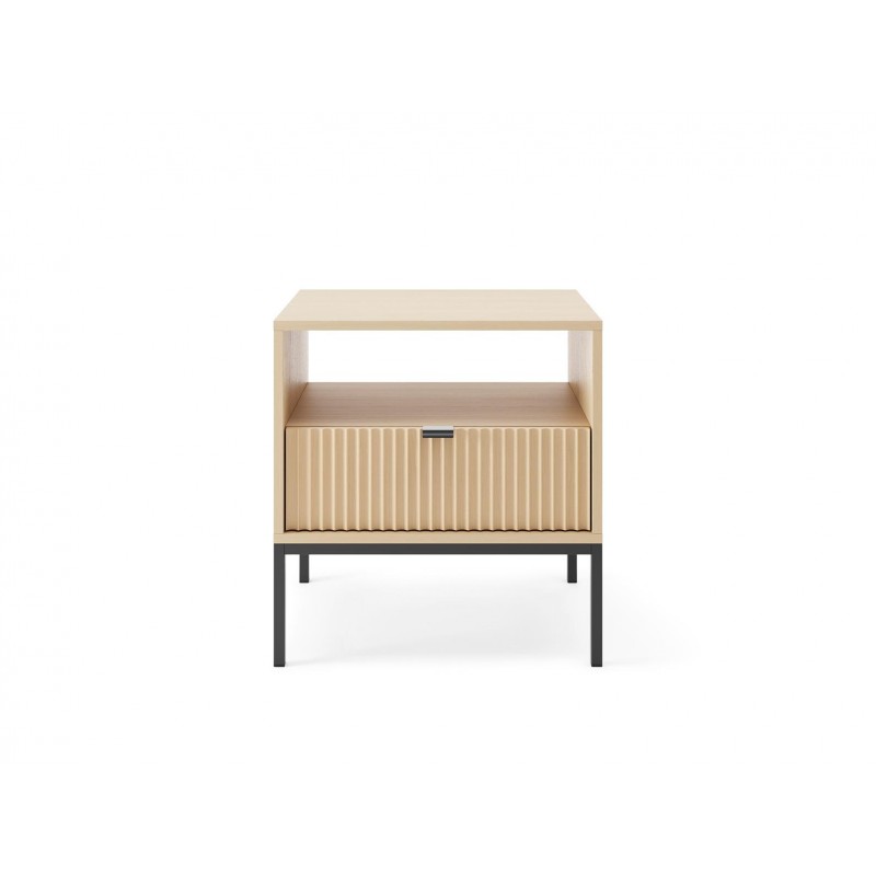 Nachttisch NOVA 54 cm geriffelt - Eiche Vicenza auf schwarzem Rahmen 4/9