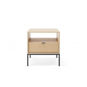 Nachttisch NOVA 54 cm geriffelt - Eiche Vicenza auf schwarzem Rahmen 4/9