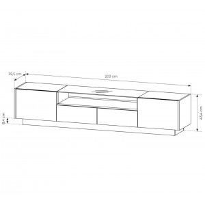 KIRO TV-Lowboard 203 cm mit LED & Glas, 2 Türen 2 Schubladen, Kakao / Eiche 4/9