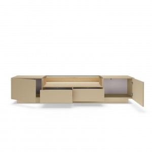 KIRO TV-Lowboard 203 cm mit LED & Glas, 2 Türen 2 Schubladen, Kakao / Eiche 8/9