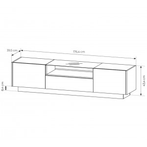 KIRO TV-Lowboard 176 cm mit LED & Glas, 2 Türen 1 Schublade, Kakao / Eiche 4/9