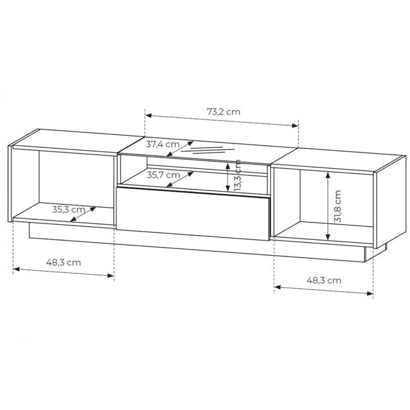 KIRO TV-Lowboard 176 cm mit LED & Glas, 2 Türen 1 Schublade, Kakao / Eiche 5/9