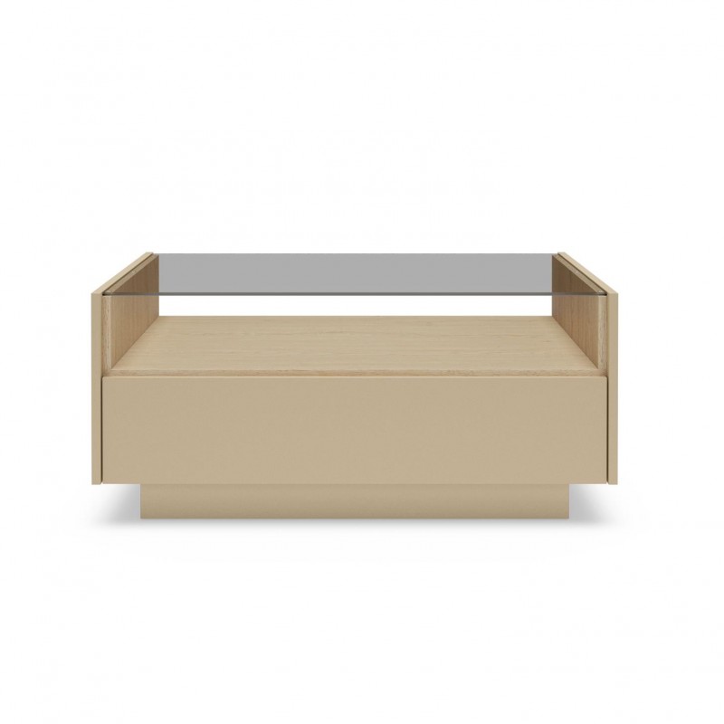 KIRO Couchtisch mit 2 Schubladen, LED & Glasplatte, 96x67 cm, Kakao / Eiche 7/9