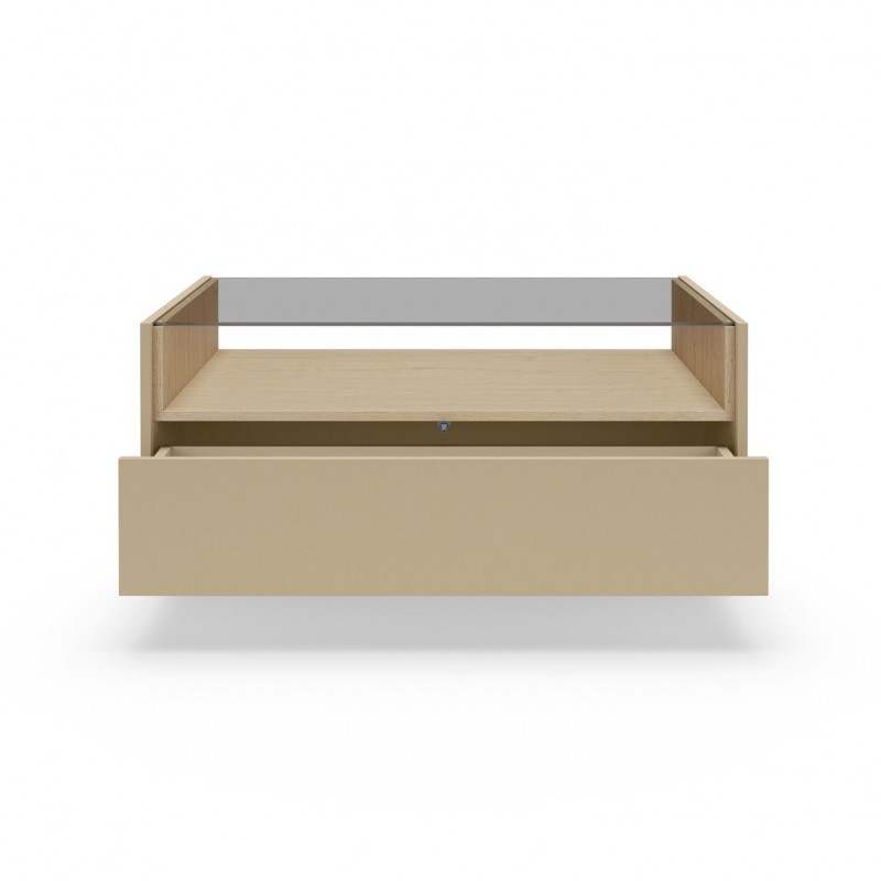 KIRO Couchtisch mit 2 Schubladen, LED & Glasplatte, 96x67 cm, Kakao / Eiche 8/9