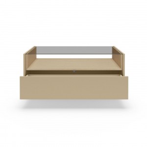 KIRO Couchtisch mit 2 Schubladen, LED & Glasplatte, 96x67 cm, Kakao / Eiche 8/9