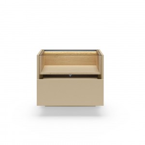 KIRO Nachttisch Nachtkonsole mit LED & Glas, 1 Schublade, 53 cm, Kakao / Eiche 7/9