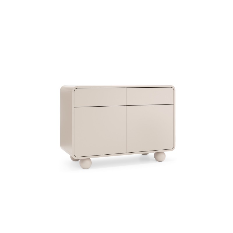 Elegante Kommode ALVION 108 cm – mit abgerundeten Kanten und Kugelfüßen in der Farbe Kaschmir 1/9