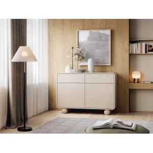 Elegante Kommode ALVION 108 cm – mit abgerundeten Kanten und Kugelfüßen in der Farbe Kaschmir 4/9