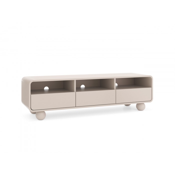 TV-Schrank ALVION 160 cm – Minimalistischer TV-Schrank mit Schubladen auf Kugelbeinen in der Farbe Kaschmir