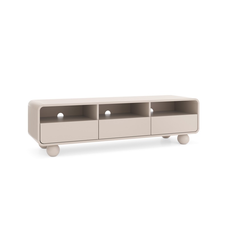 TV-Schrank ALVION 160 cm – Minimalistischer TV-Schrank mit Schubladen auf Kugelbeinen in der Farbe Kaschmir 1/9