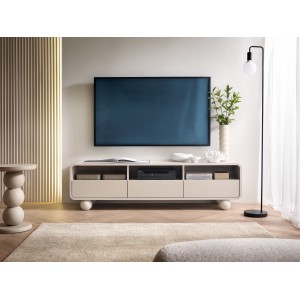 TV-Schrank ALVION 160 cm – Minimalistischer TV-Schrank mit Schubladen auf Kugelbeinen in der Farbe Kaschmir 3/9