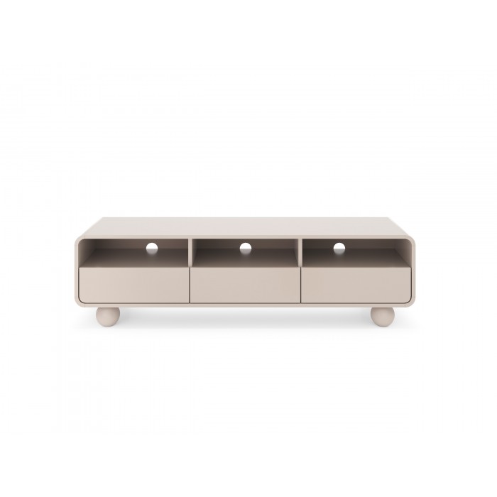 TV-Schrank ALVION 160 cm – Minimalistischer TV-Schrank mit Schubladen auf Kugelbeinen in der Farbe Kaschmir