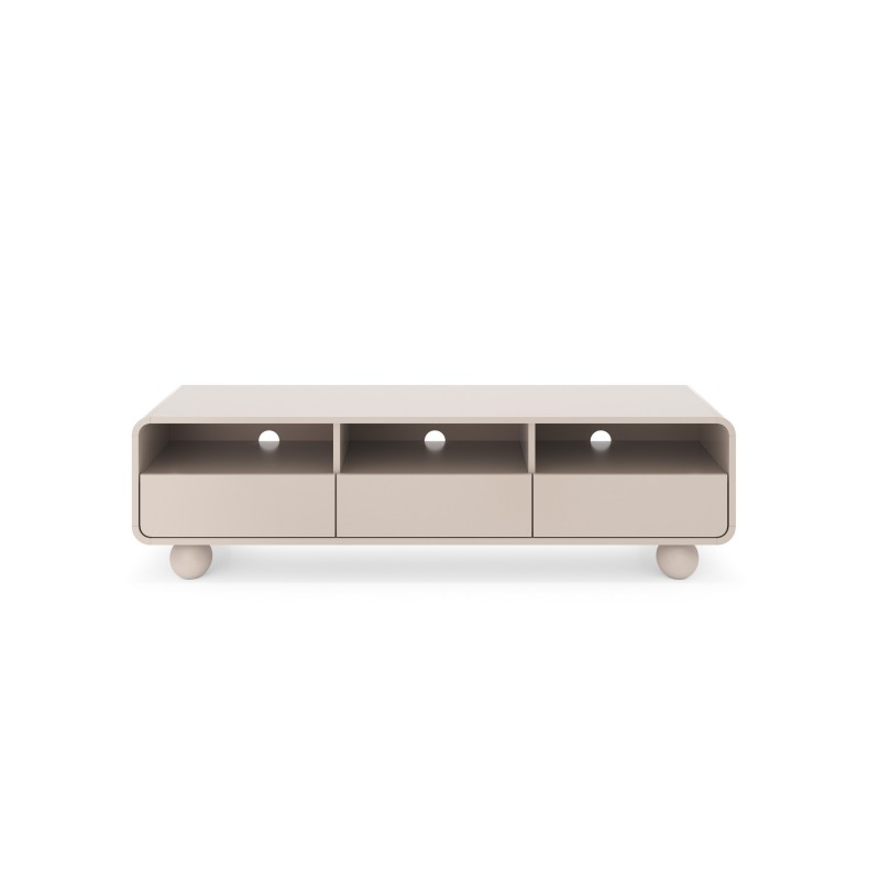 TV-Schrank ALVION 160 cm – Minimalistischer TV-Schrank mit Schubladen auf Kugelbeinen in der Farbe Kaschmir 4/9