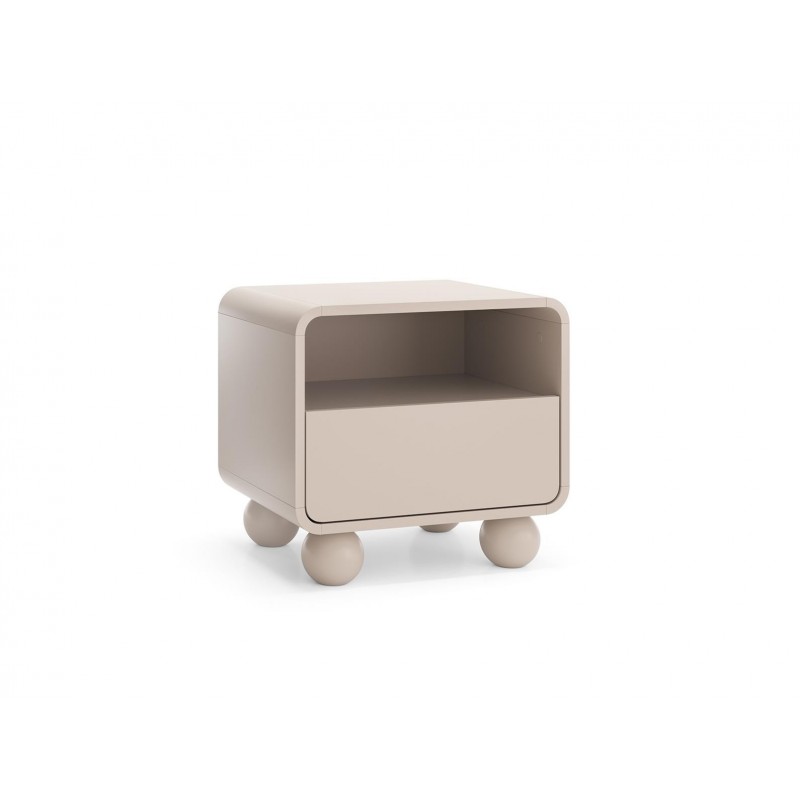 Nachttisch ALVION 55 cm Kaschmir – Moderner Nachttisch für das Schlafzimmer mit Schublade, Push-to-Open-System, abgerundete Kant 1/9