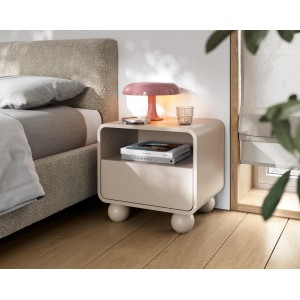Nachttisch ALVION 55 cm Kaschmir – Moderner Nachttisch für das Schlafzimmer mit Schublade, Push-to-Open-System, abgerundete Kant 2/9