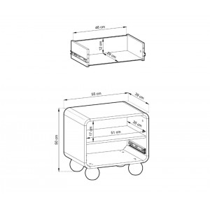 Nachttisch ALVION 55 cm Kaschmir – Moderner Nachttisch für das Schlafzimmer mit Schublade, Push-to-Open-System, abgerundete Kant 4/9