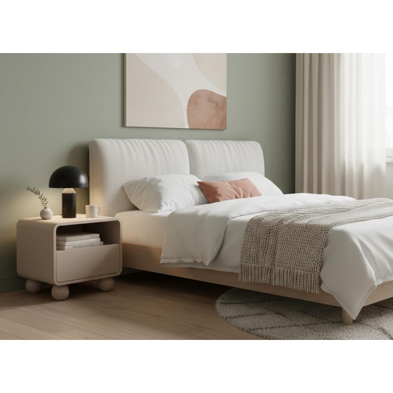 Nachttisch ALVION 55 cm Kaschmir – Moderner Nachttisch für das Schlafzimmer mit Schublade, Push-to-Open-System, abgerundete Kant 5/9