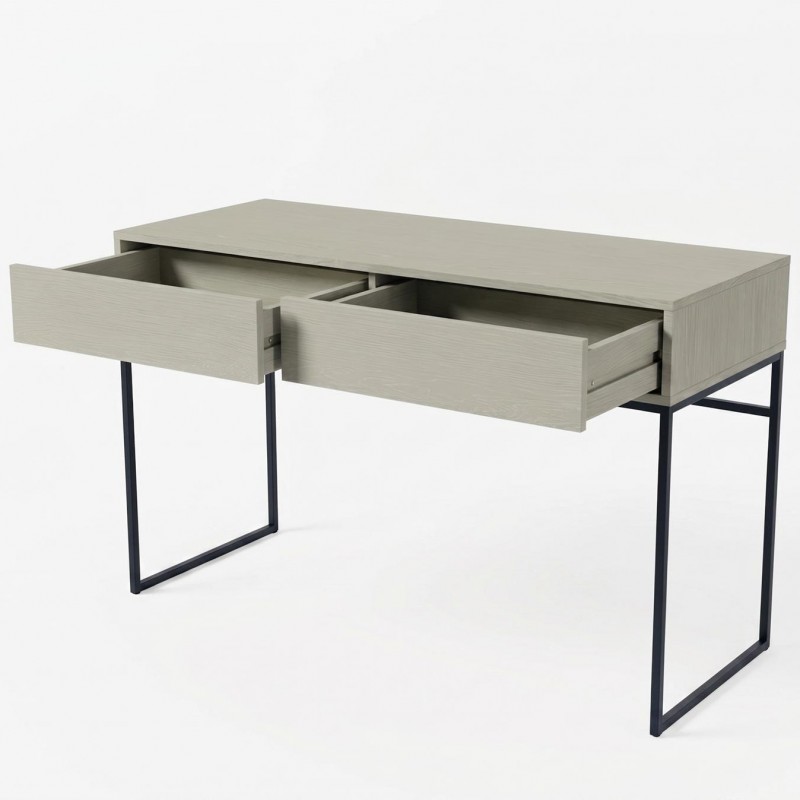 Frisiertisch GENUA 137 cm Hellgrün Eukalyptus Loft Push-to-Open Schwarzes Gestell  3/9