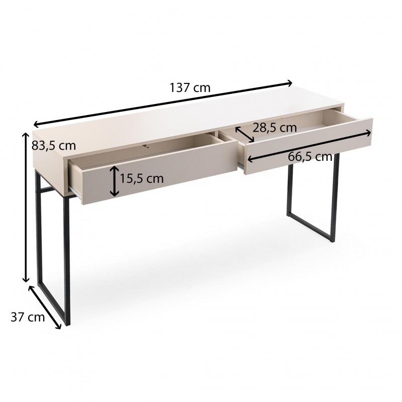 Frisiertisch GENUA 137 cm Hellgrün Eukalyptus Loft Push-to-Open Schwarzes Gestell  4/9