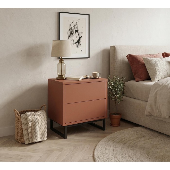 Nachttisch GENUA Nachtkommode Rote Terrakotta Loft Boho 43cm