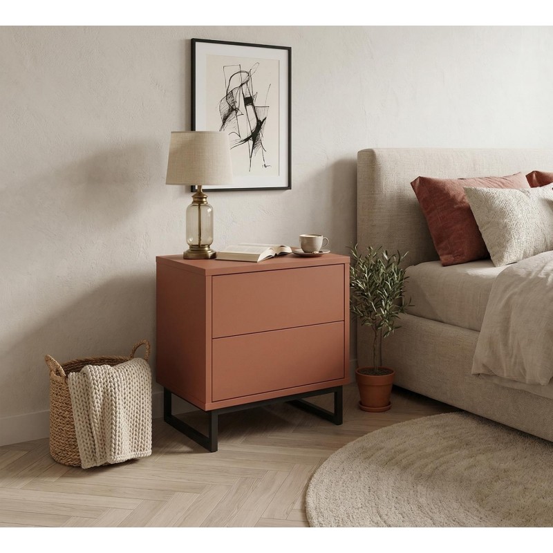 Nachttisch GENUA Nachtkommode Rote Terrakotta Loft Boho 43cm 2/9